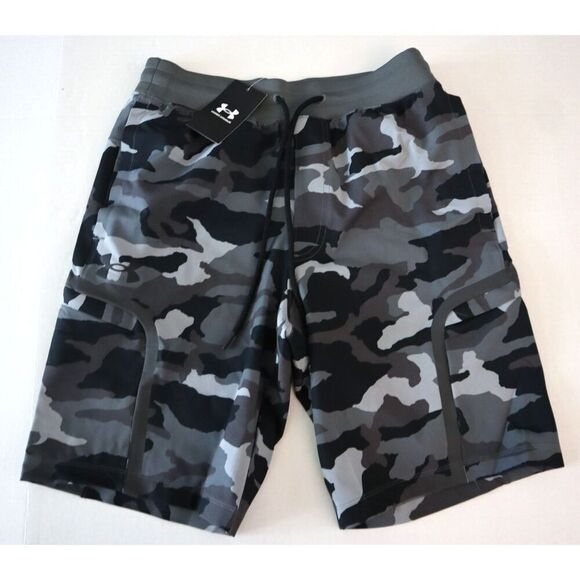 Under Armour 1373868-001 Men's Sz M Black Camo UA Elite Cargo Printed Shorts - Picture 1 of 8